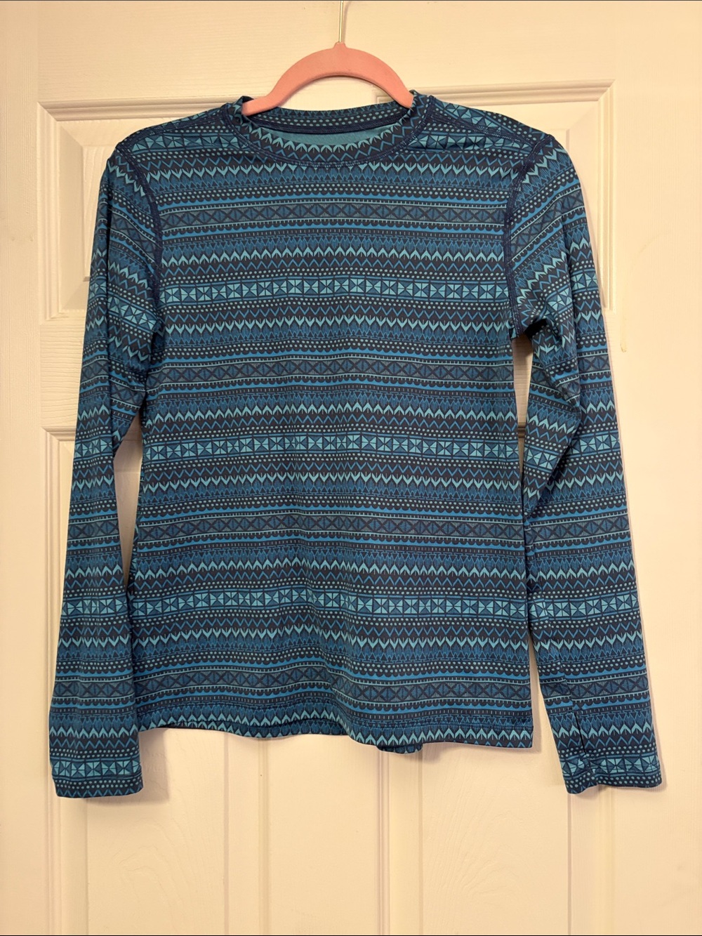 REI Blue Patterned Long Sleeve Tee